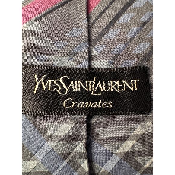 608. Yves Saint Laurent Blue/Purple Neck Tie - Classic Style - Picture 8 of 8